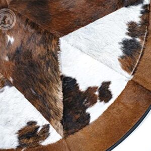 Genuine Round Cowhide Rug Rodeo Star Patchwork 40" Area Rug