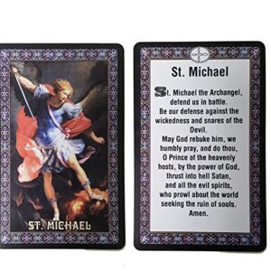 Catholic SET of 10 Holy Prayer Cards - New Plastic material! St Benedict St Jude St Michael St Christopher Holy Family L of Guadalupe L of Miraculous L of Grace L undoer of Knots Divine Mercy