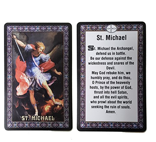 Catholic SET of 10 Holy Prayer Cards - New Plastic material! St Benedict St Jude St Michael St Christopher Holy Family L of Guadalupe L of Miraculous L of Grace L undoer of Knots Divine Mercy