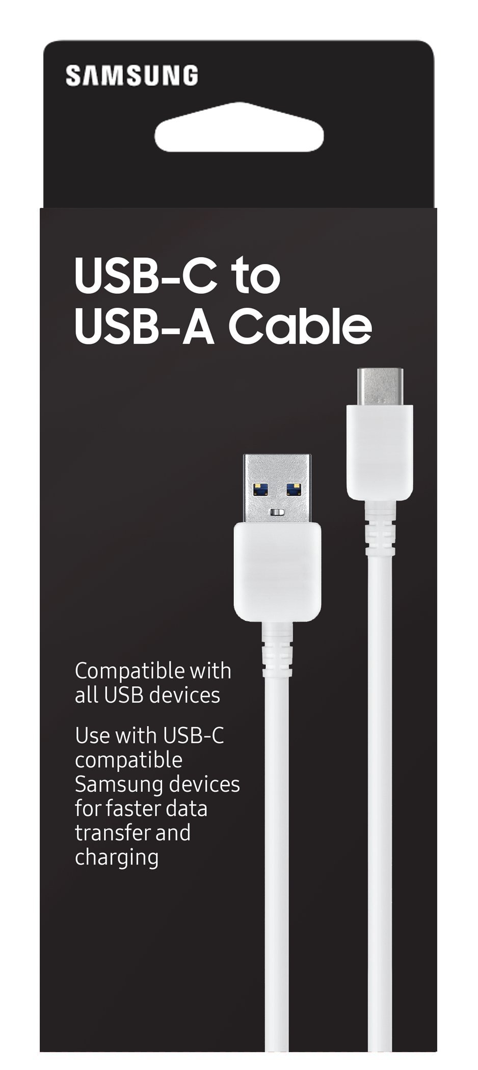 Samsung EP-DN930CWEGUS USB-C to USB-A Sync and Transfer Cable, 1 Meter, Retail Packaging, White