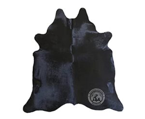 genuine black cowhide rug approx. size 6 x 6-7 ft. 180 x 220 cm