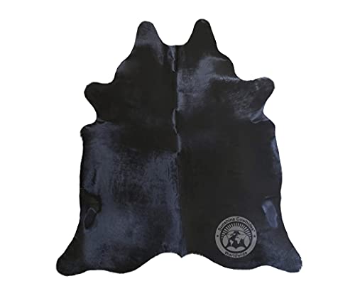 Genuine Black Cowhide Rug Approx. Size 6 x 6-7 ft. 180 x 220 cm