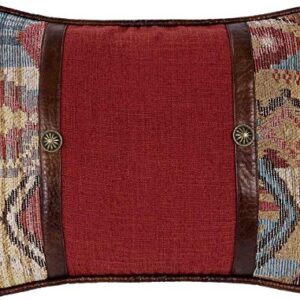 Paseo Road by HiEnd Accents | Ruidoso Western Decorative Throw Pillow, 16x21 inch, Aztec Rustic Cabin Theme, Faux Leather Details, Chenille Accent Oblong Pillow for Bed, Couch, Sofa