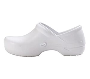 anywear guardian angel nursing shoes clogs for women and men, antimicrobial slip resistant shoes for healthcare and food service, 8, white
