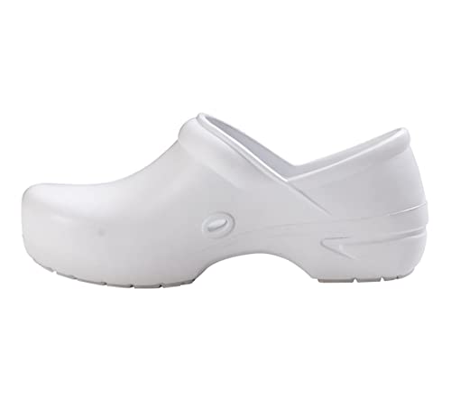 Anywear Guardian Angel Nursing Shoes Clogs for Women and Men, Antimicrobial Slip Resistant Shoes for Healthcare and Food Service, 8, White