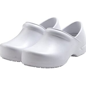 Anywear Guardian Angel Nursing Shoes Clogs for Women and Men, Antimicrobial Slip Resistant Shoes for Healthcare and Food Service, 8, White