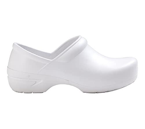 Anywear Guardian Angel Nursing Shoes Clogs for Women and Men, Antimicrobial Slip Resistant Shoes for Healthcare and Food Service, 8, White