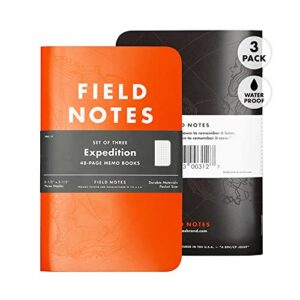 field notes: expedition 3-pack waterproof notebook with dot-graph paper - 3.5" x 5.5"