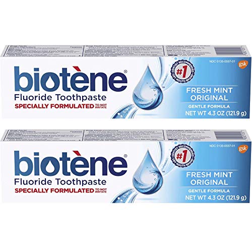 Biotene Fresh Mint Original Gentle Formula Fluoride Toothpaste, 4.3 Ounces Each (Value Pack Of 2)