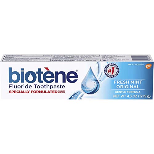 Biotene Fresh Mint Original Gentle Formula Fluoride Toothpaste, 4.3 Ounces Each (Value Pack Of 2)