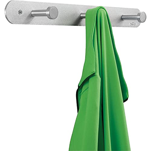 Safco 4201 Nail Head Wall Coat Rack Three Hooks Metal 18W X 2-3/4D X 2H Satin Aluminum