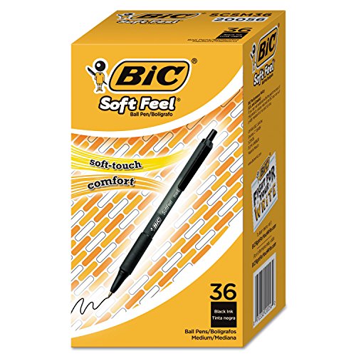 BIC Scsm361bk Soft Feel Retractable Ballpoint Pen Black 1Mm Medium 36/Pack