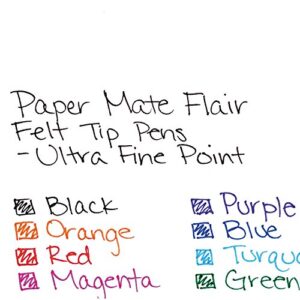 Paper Mate 62145 Flair Porous Point Stick Liquid Pen, Assorted Ink, Ultra Fine, 8/St