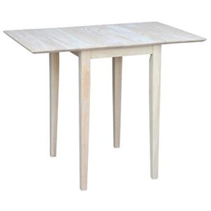 pemberly row unfinished natural wood dining table for 4 people, foldable drop leaf rectangular table for kitchen