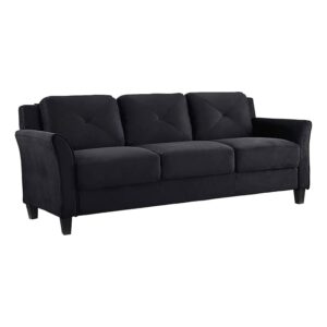 bowery hill microfiber upholstery living room sofa in black