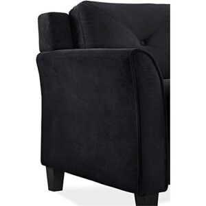 BOWERY HILL Microfiber Upholstery Living Room Sofa in Black