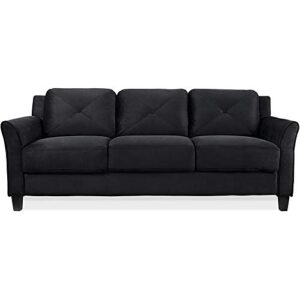 BOWERY HILL Microfiber Upholstery Living Room Sofa in Black