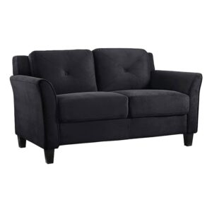 bowery hill microfiber loveseat couch in black
