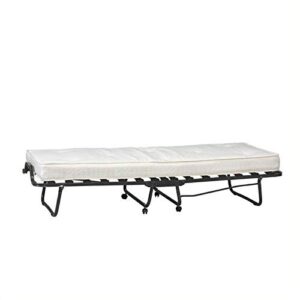 pemberly row contemporary metal folding bed with memory foam mattress in beige