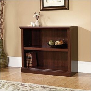pemberly row 2 shelf bookcase tv stand console wood storage easy assembly in cherry finish