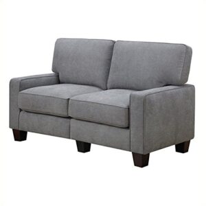 pemberly row modern loveseat sofa for small apartments, 2 seater couch for living room, tool-free assembly, light grey