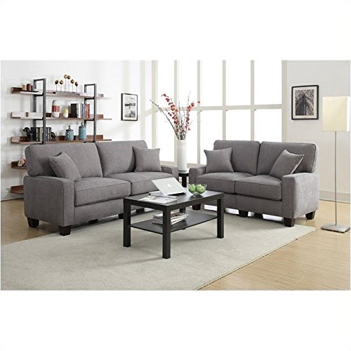 Pemberly Row Modern Loveseat Sofa for Small Apartments, 2 Seater Couch for Living Room, Tool-Free Assembly, Light Grey