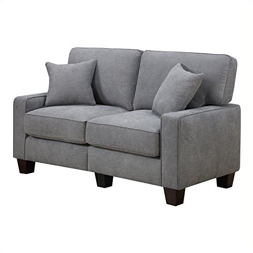 Pemberly Row Modern Loveseat Sofa for Small Apartments, 2 Seater Couch for Living Room, Tool-Free Assembly, Light Grey
