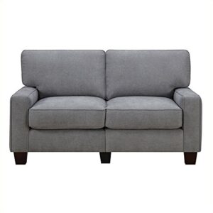 Pemberly Row Modern Loveseat Sofa for Small Apartments, 2 Seater Couch for Living Room, Tool-Free Assembly, Light Grey