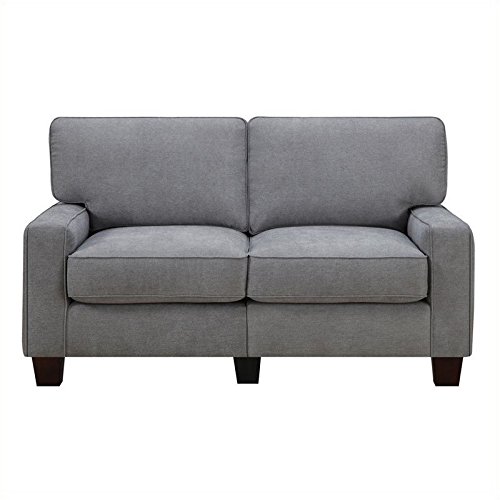 Pemberly Row Modern Loveseat Sofa for Small Apartments, 2 Seater Couch for Living Room, Tool-Free Assembly, Light Grey