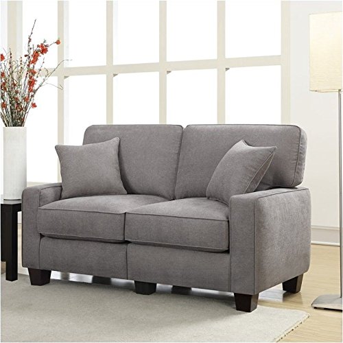 Pemberly Row Modern Loveseat Sofa for Small Apartments, 2 Seater Couch for Living Room, Tool-Free Assembly, Light Grey