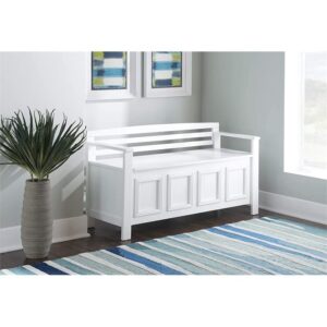 Pemberly Row Entryway Storage Bench in White with Flip-top Lid