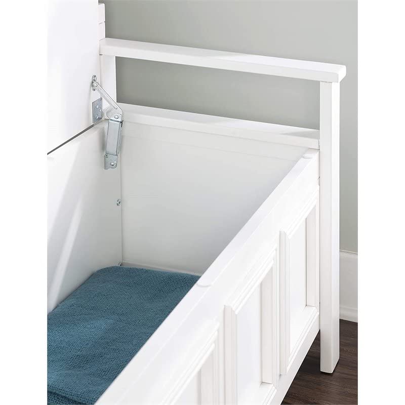 Pemberly Row Entryway Storage Bench in White with Flip-top Lid