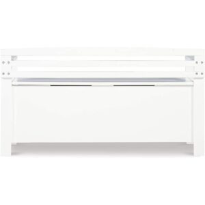 Pemberly Row Entryway Storage Bench in White with Flip-top Lid