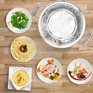 Duxtop Professional Stainless Steel Pasta Pot with Strainer Insert, 4PC Multipots Includes Pasta Pot & Steamer Pot, 8.6Qt Induction Stock Pot with Glass Lid, Impact-Bonded Technology