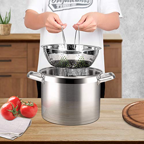 Duxtop Professional Stainless Steel Pasta Pot with Strainer Insert, 4PC Multipots Includes Pasta Pot & Steamer Pot, 8.6Qt Induction Stock Pot with Glass Lid, Impact-Bonded Technology