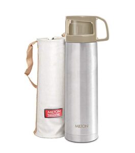 milton thermosteel glassy flask 1000, double walled vacuum insulated 1000 ml | 34 oz | 1 qt. | 24 hours hot and cold bottle with cover, 18/8 stainless steel, bpa free, food grade, leak-proof | gray