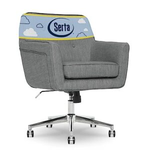 serta ashland ergonomic home office chair with memory foam cushioning chrome-finished stainless steel base, 360-degree mobility, fabric, grey