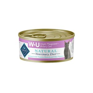 blue buffalo natural veterinary diet w+u weight management + urinary care wet cat food, chicken 5.5-oz cans (pack of 24)