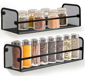 greenco wall mount single tier mesh spice rack, black, set 2