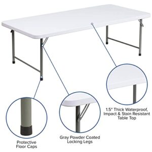 Flash Furniture Paige 4.93-Foot Kid's Granite White Plastic Folding Table