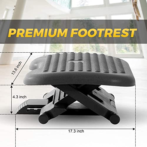 Halter Ergonomic Footrest for Under Desk Work from Home Accessories with 3 Adjustable Height Positions, Black