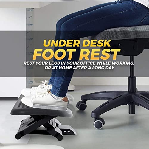 Halter Ergonomic Footrest for Under Desk Work from Home Accessories with 3 Adjustable Height Positions, Black