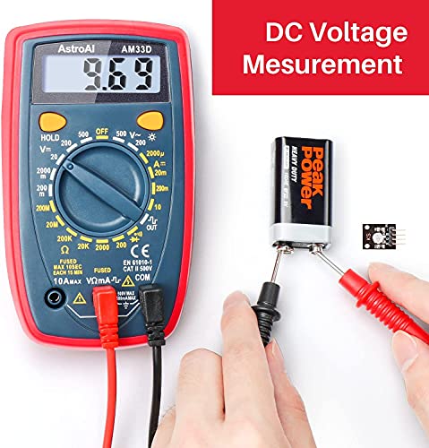 AstroAI Multimeter Tester 2000 Counts Digital Multimeter with DC AC Voltmeter and Ohm Volt Amp Meter ; Measures Voltage, Current, Resistance; Tests Live Wire, Continuity