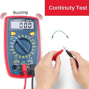 AstroAI Multimeter Tester 2000 Counts Digital Multimeter with DC AC Voltmeter and Ohm Volt Amp Meter ; Measures Voltage, Current, Resistance; Tests Live Wire, Continuity