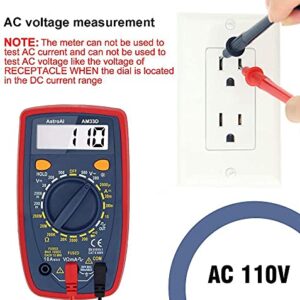 AstroAI Multimeter Tester 2000 Counts Digital Multimeter with DC AC Voltmeter and Ohm Volt Amp Meter ; Measures Voltage, Current, Resistance; Tests Live Wire, Continuity