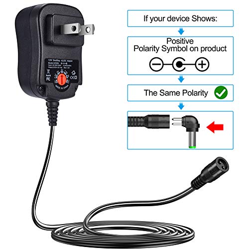 SoulBay 12W Universal Multi Voltage AC/DC Adapter Switching Power Supply with 8 Selectable Adapter Plugs, Suitable for 3 V to 12 V Device