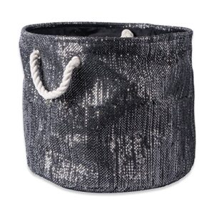 dii woven paper storage bin, metallic lurex, black, small round