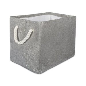 dii woven paper storage bin, metallic lurex, gray, medium rectangle