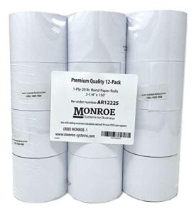 monroe systems for business single ply bond paper rolls, top of the line, 20 lb.