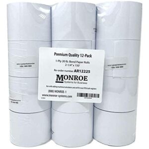 Monroe Systems for Business Single Ply Bond Paper Rolls, Top of the Line, 20 lb.